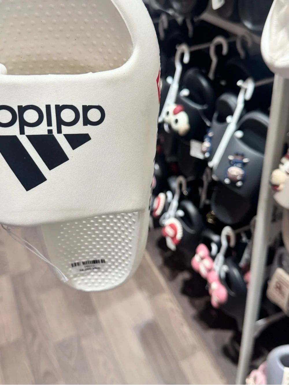 Kids' White Slide Sandals with Black Logo